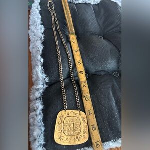 Vintage Hieroglyphics Gold Tone necklace